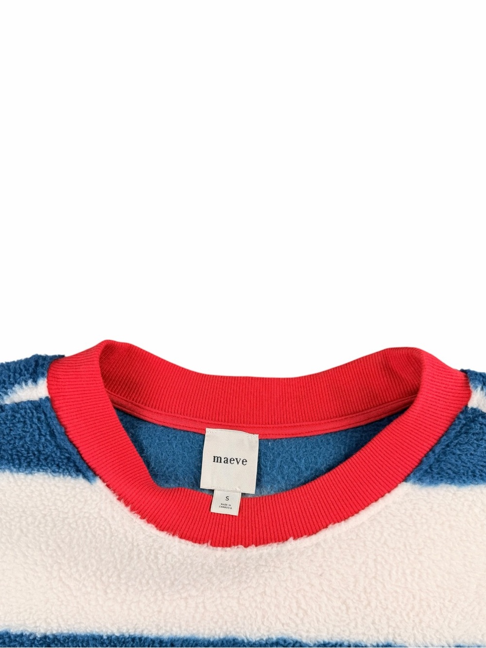 Anthropologie Maeve Women’s Cotton Sherpa Fleece Stipe Sweater Size Small - Picture 5 of 8